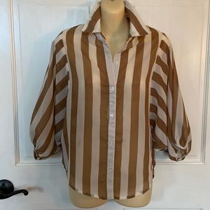 Truth NYC Striped Sheer Blouse Size S